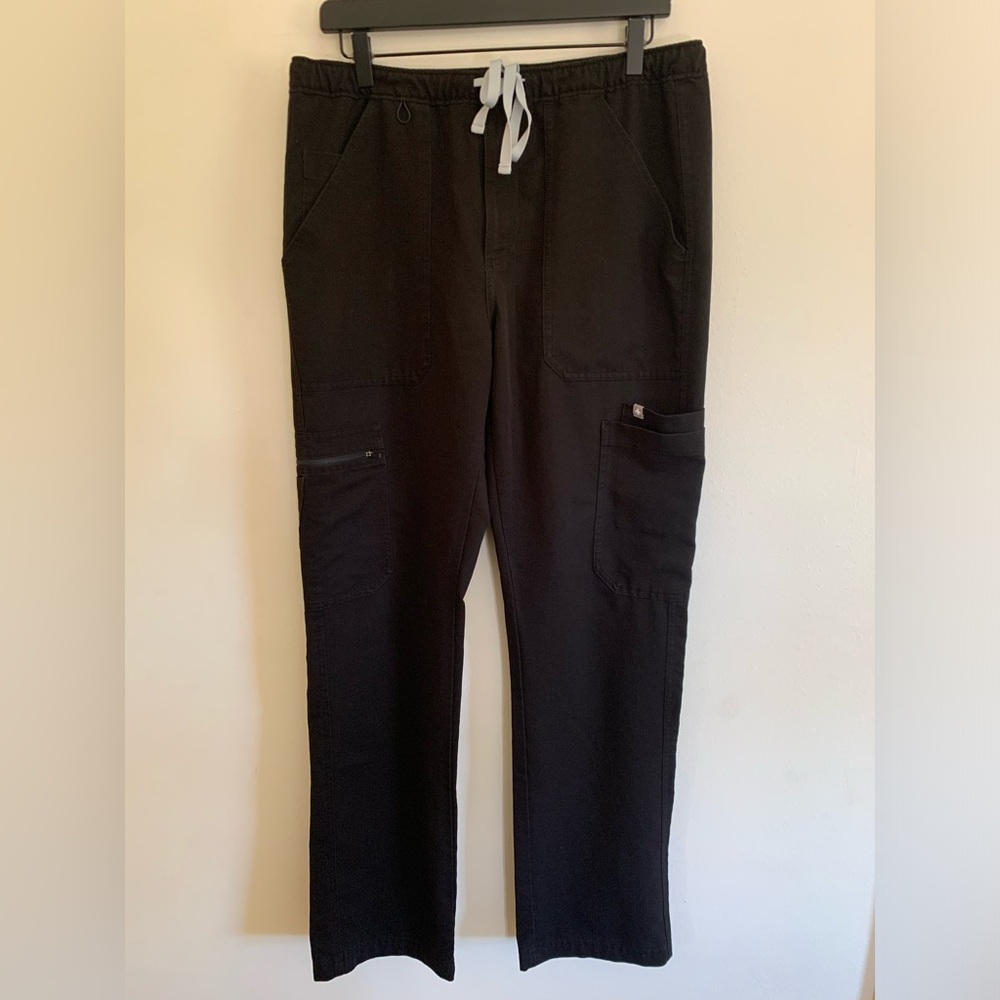 Figs Men's Cargo Pants Black with Gray Drawstring